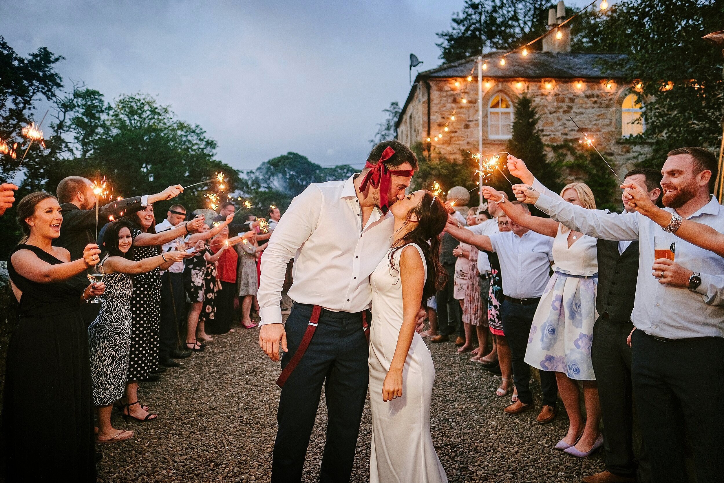 Brinkburn Priory wedding photography - sparkler exit